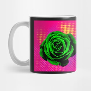 Rose pop art green, violet Mug